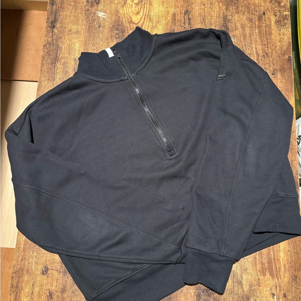 Fabletics Black Quarter Zip-Up Sweater View 3